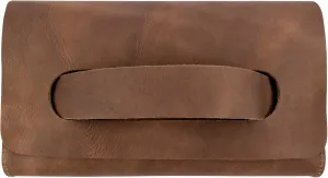 Hide & Drink, Rectangular Clutch Bag With Handle, Wallet for Cards, Money, Stylish Handbag, Full Grain Leather, Handmade, Single Malt Mahogany