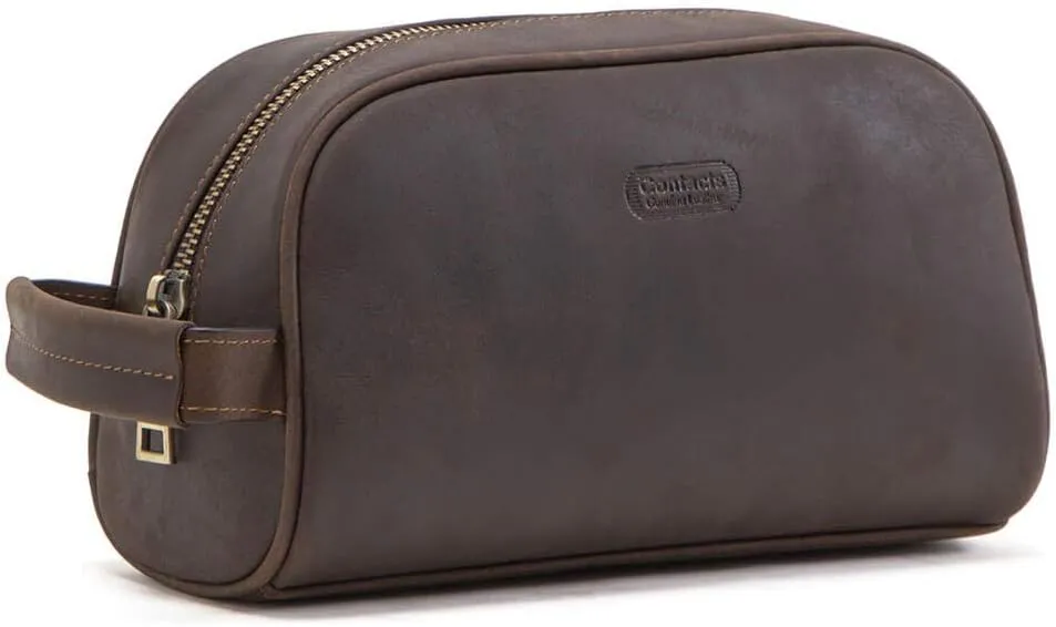 Hiram Men's Clutch Bag with Hand-held Belt,Genuine Leather Men's Wallet Crazy Horse Cow Leather Purse for Men(coffee)