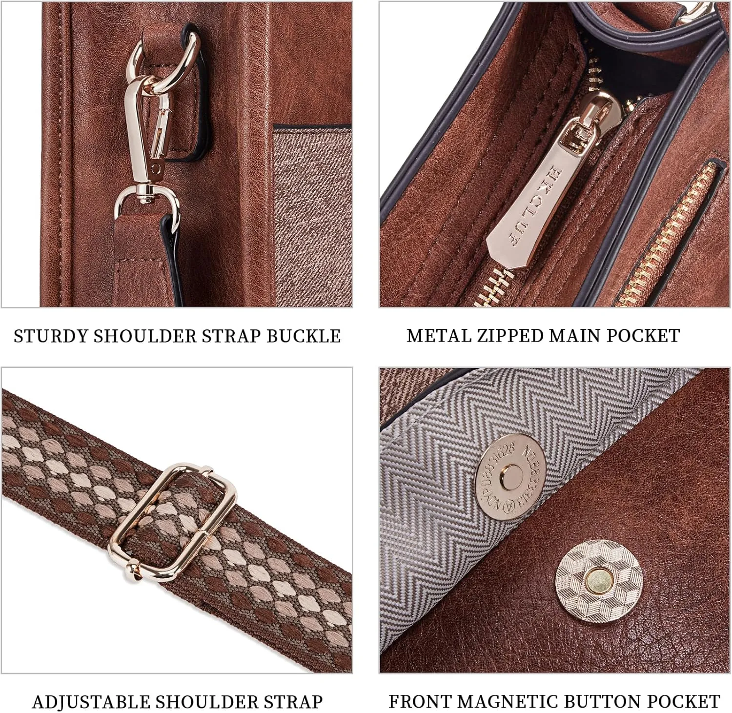 HKCLUF Vegan Leather Crossbody Bags Purse for Women Trendy Tassel Hobo Handbag Women With 2PCS Adjustable Guitar Strap