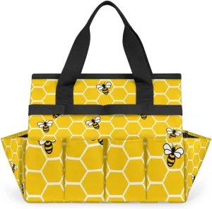 Honey Bees Garden Tool Bag, Garden Tote Bag, Portable Garden Tool Bags Heavy Duty, Multi-Pocket Garden Totes with Handles for Outdoor Garden Lawn Yard