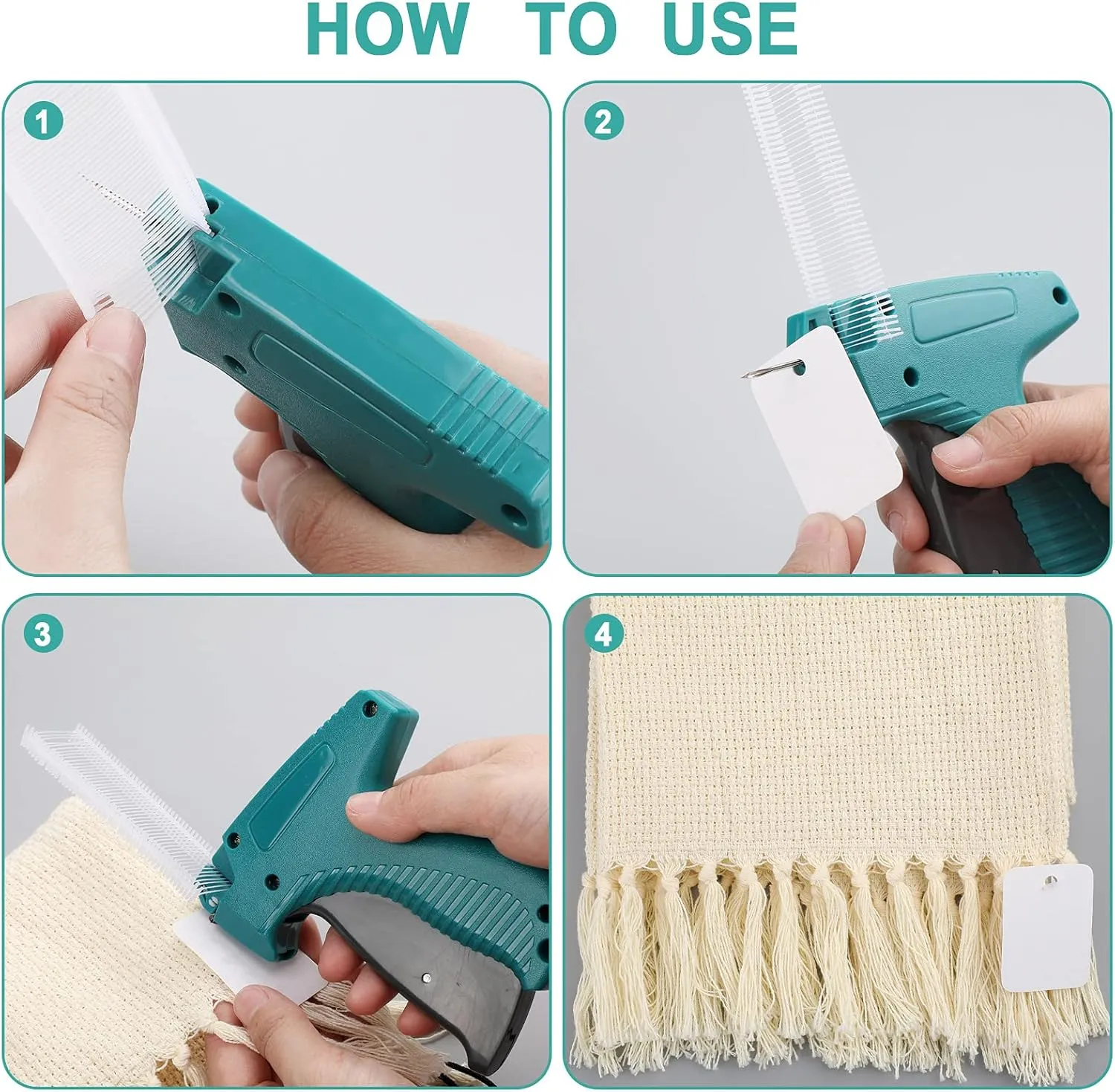 Honoson 2006 Pcs Clothing Price Tags with Gun Set, Including 1 Garment Price Tag Attacher with 5 Steel Needles 500 Clothing Label and 1500 Plastic Fasteners Barbs(Simple Style)