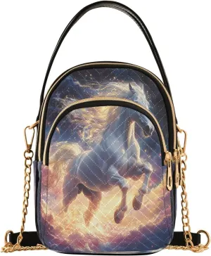 Horse Cloud Galaxy Nebula Starry Crossbody Bag for Women Mini Cell Phone Purse Women's Shoulder Handbag