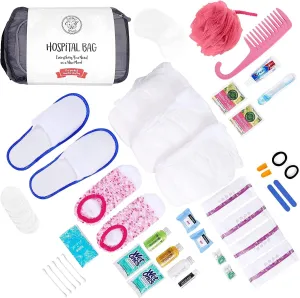 Hospital Bags for Labor and Delivery - Pregnancy Maternity Hospital Bag Essentials for Mom Pre Packed Set Gray Underwear L/XL