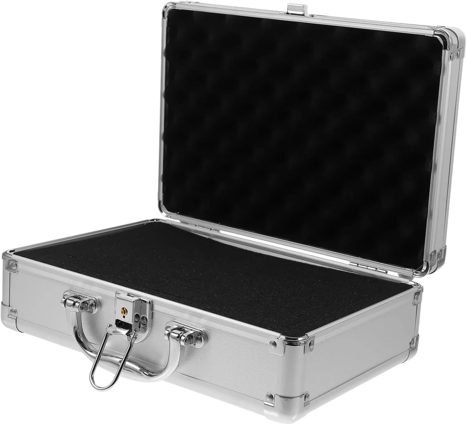 Housoutil Hard Aluminum Suitcase Briefcase for Men Latch Sponge Inserts for Safe Storage