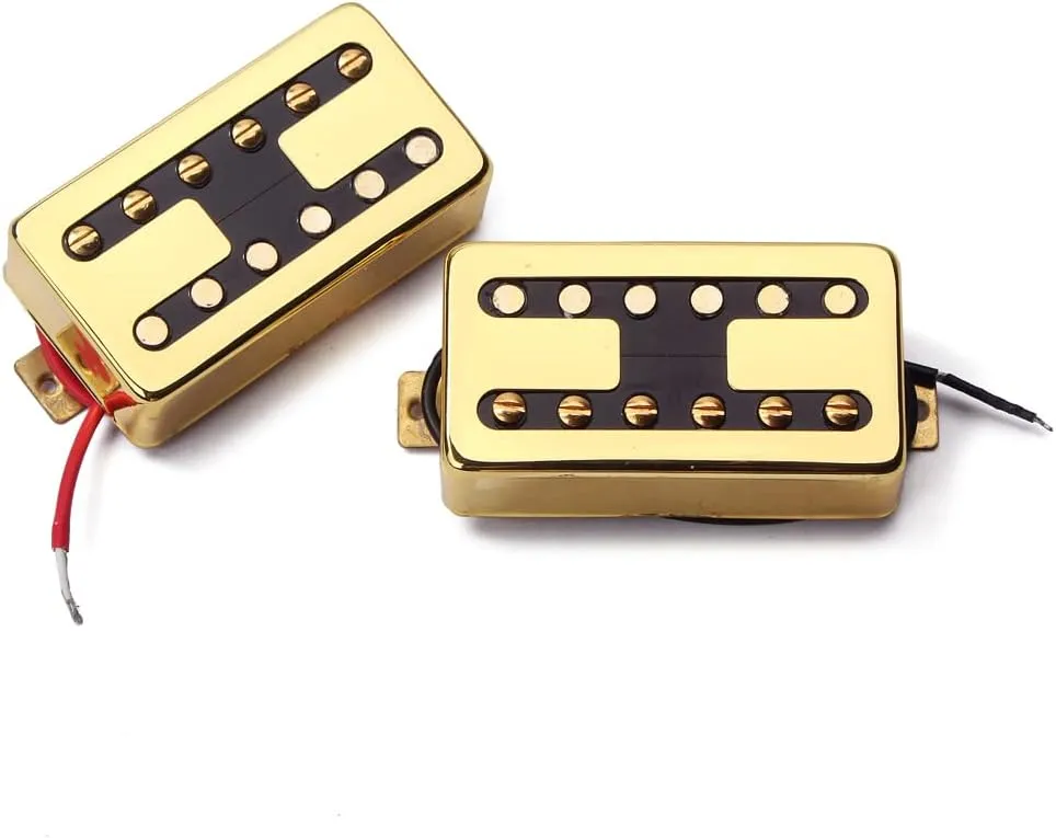 Humbucker Guitar Pickup Double Coil Pickup Set H Style Neck and Bridge Pickups Compatible with Les Paul LP Style Electric Guitar Replacement (Gold)