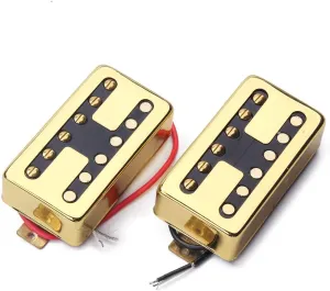 Humbucker Guitar Pickup Double Coil Pickup Set H Style Neck and Bridge Pickups Compatible with Les Paul LP Style Electric Guitar Replacement (Gold)