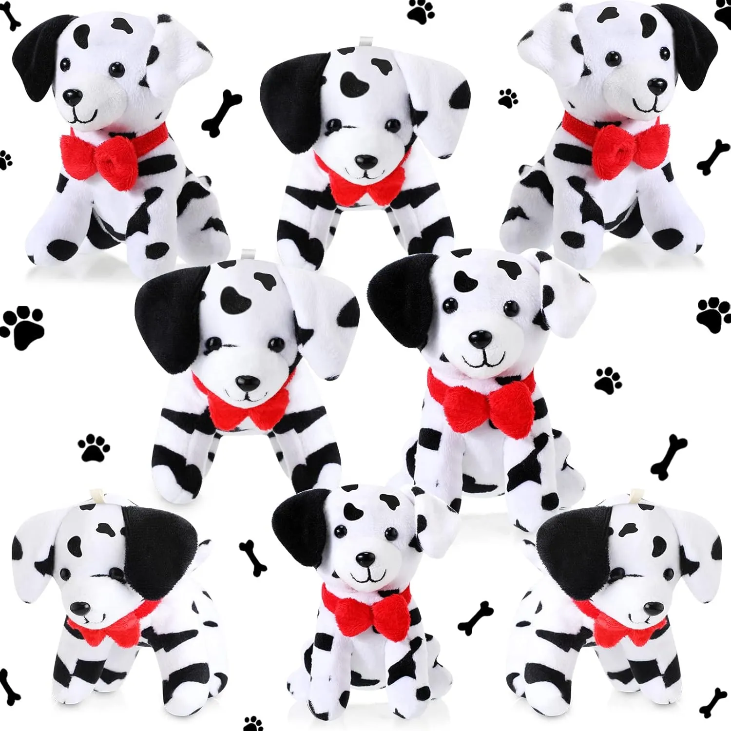Hungdao 8 Pieces Stuffed Dalmatians Plush Dalmatians Bulk Dalmatian Stuffed Animal 4.8 Inch Small Puppy Dog Party Favors for School Carnival Prizes Backpack Keychain Birthday Animal Themed Party