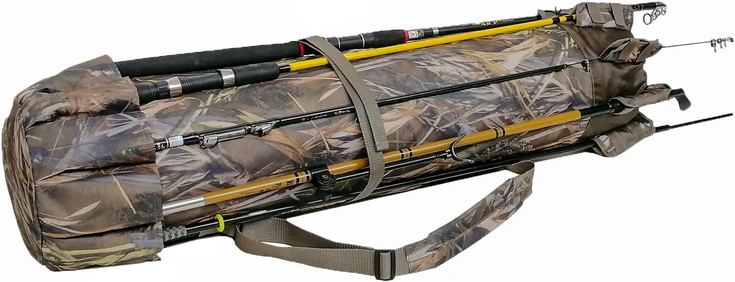 HUNTVP Fishing Rod Reel Case Bag Organizer Travel Carry Case Carrier Holder Pole Tools Storage Bags