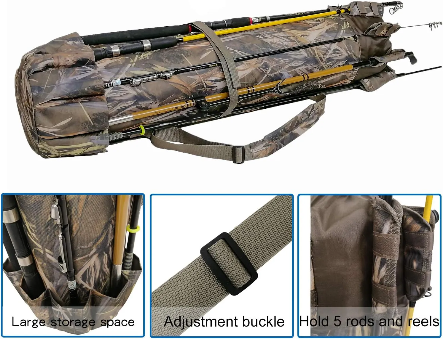 HUNTVP Fishing Rod Reel Case Bag Organizer Travel Carry Case Carrier Holder Pole Tools Storage Bags