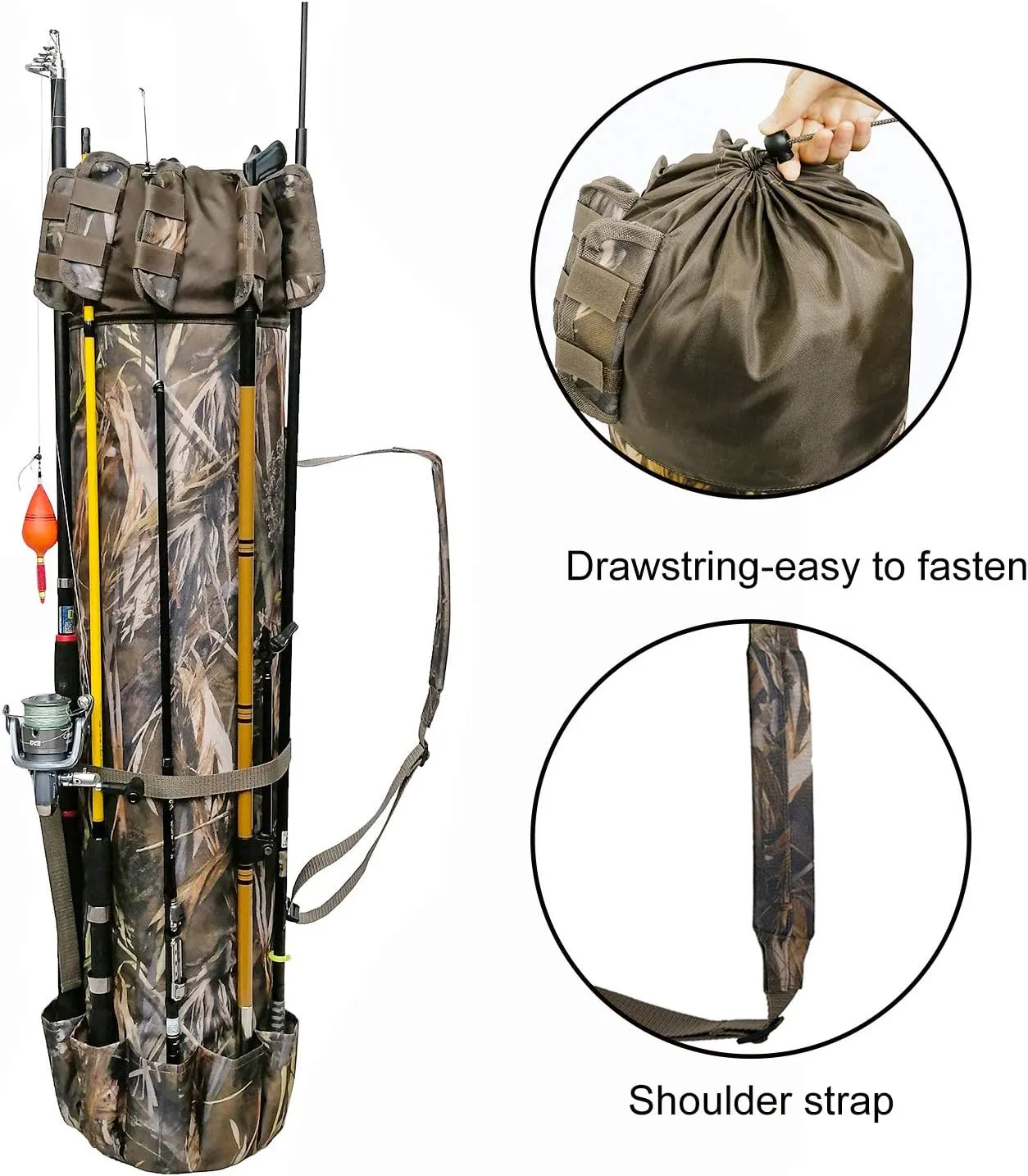 HUNTVP Fishing Rod Reel Case Bag Organizer Travel Carry Case Carrier Holder Pole Tools Storage Bags