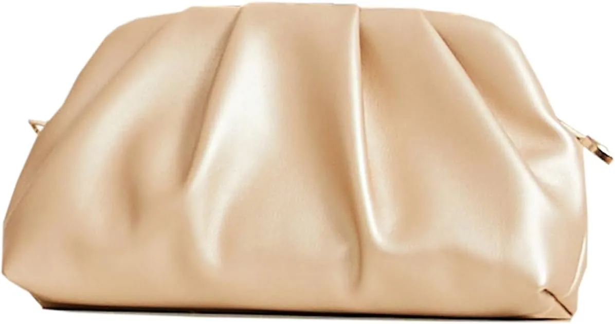 Huralona Dressy Pleated Vegan Leather Clutch Purse Bag for Women Super Chic Soft PU Evening Purse Handbag