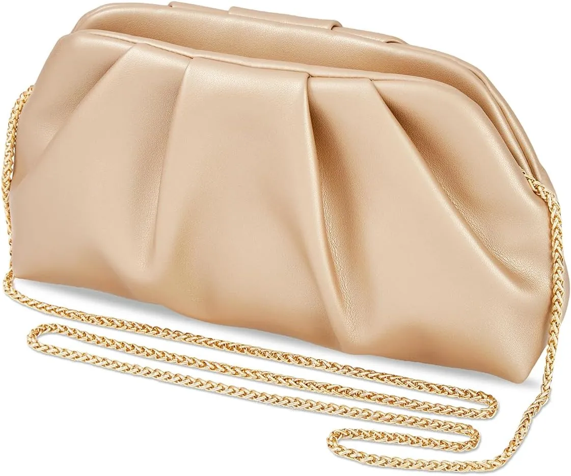 Huralona Dressy Pleated Vegan Leather Clutch Purse Bag for Women Super Chic Soft PU Evening Purse Handbag