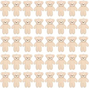 HyDren 40 Pcs Mini Bear Toy 4.7 Inch Stuffed Tiny Bear Soft Keychain Mini Stuffed Animal Small Plush Jointed Doll for Kids DIY Keychain Party Favor(Simple Style)