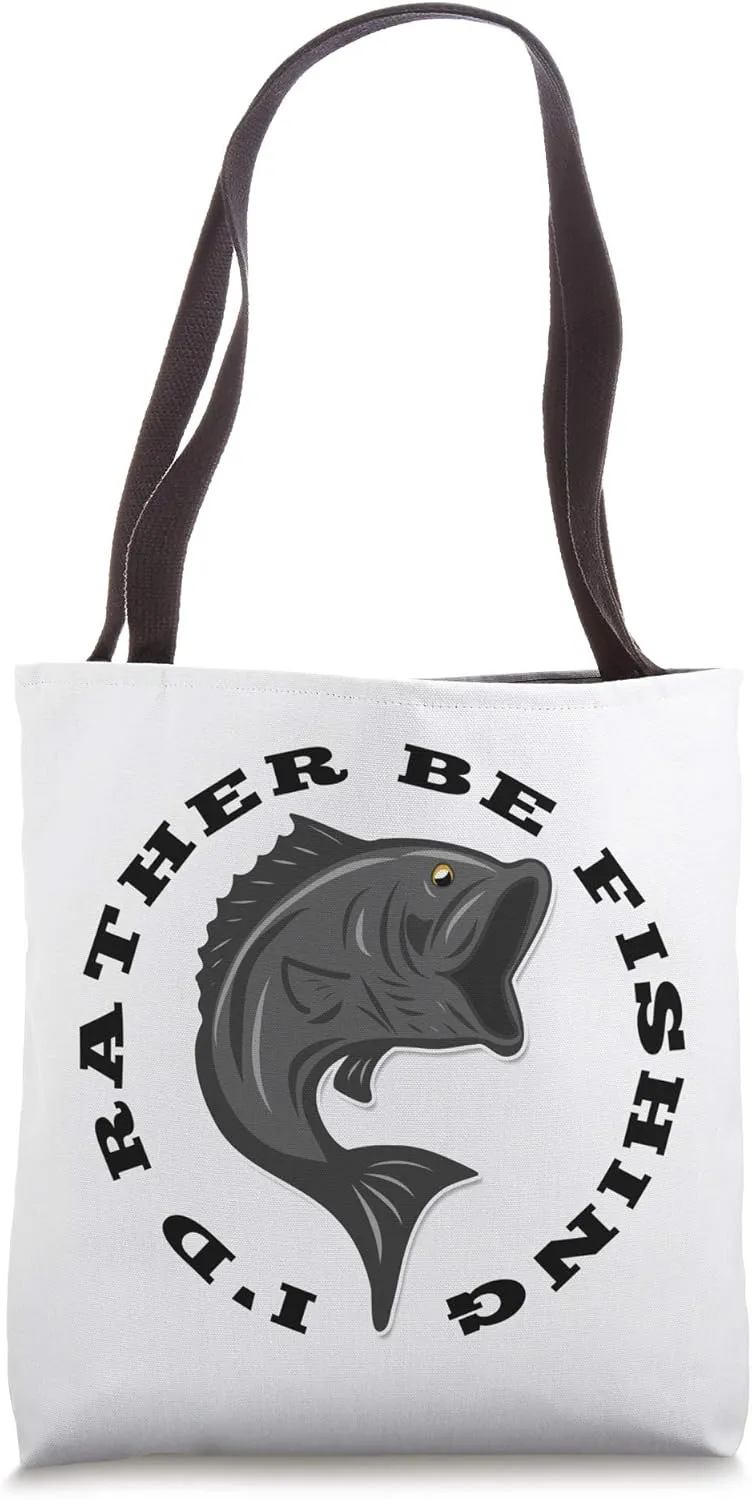 I'd Rather Be Fishing Large Mouth Bass Fish Lure Fisherman Tote Bag