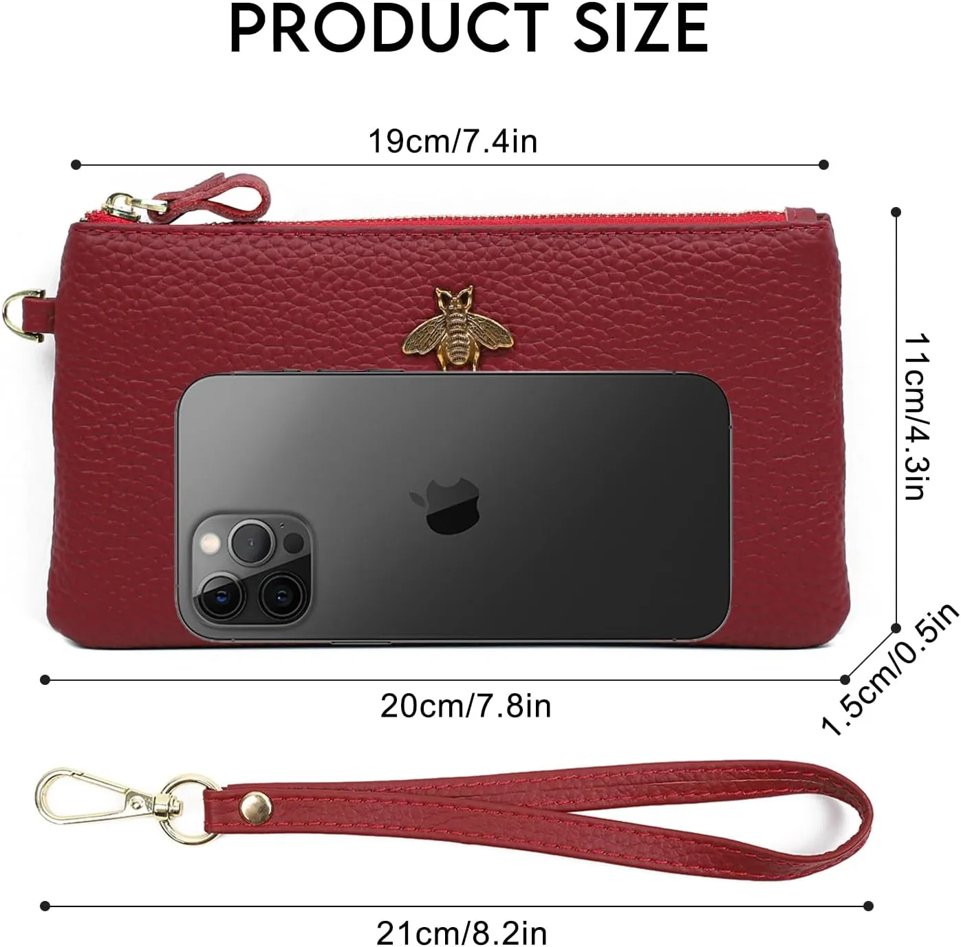 imeetu Women's Wristlet Clutch Purse Leather Cell Phone Wallet Handbag with Wrist Strap