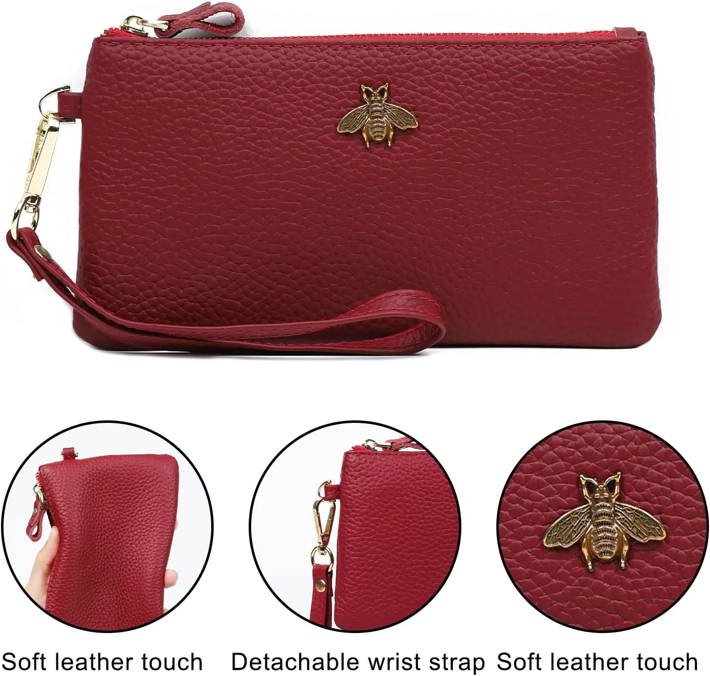 imeetu Women's Wristlet Clutch Purse Leather Cell Phone Wallet Handbag with Wrist Strap