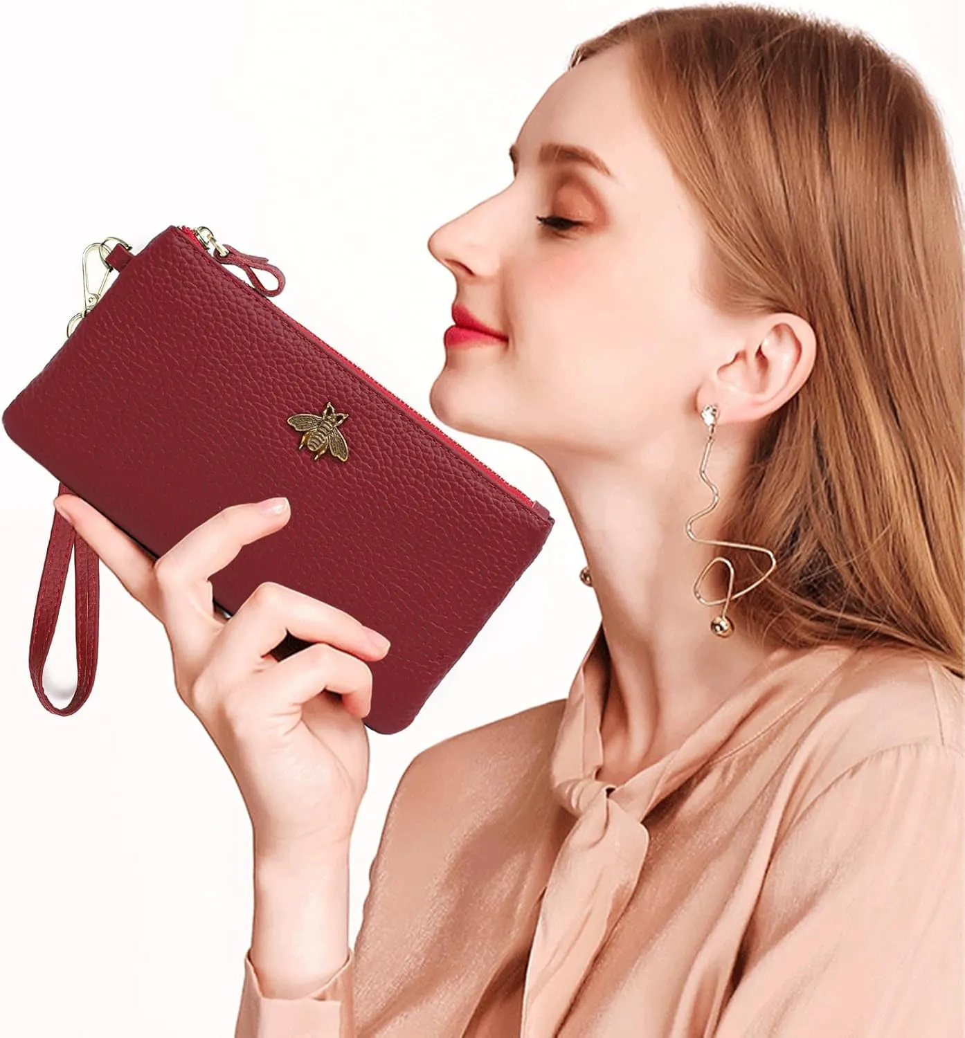 imeetu Women's Wristlet Clutch Purse Leather Cell Phone Wallet Handbag with Wrist Strap