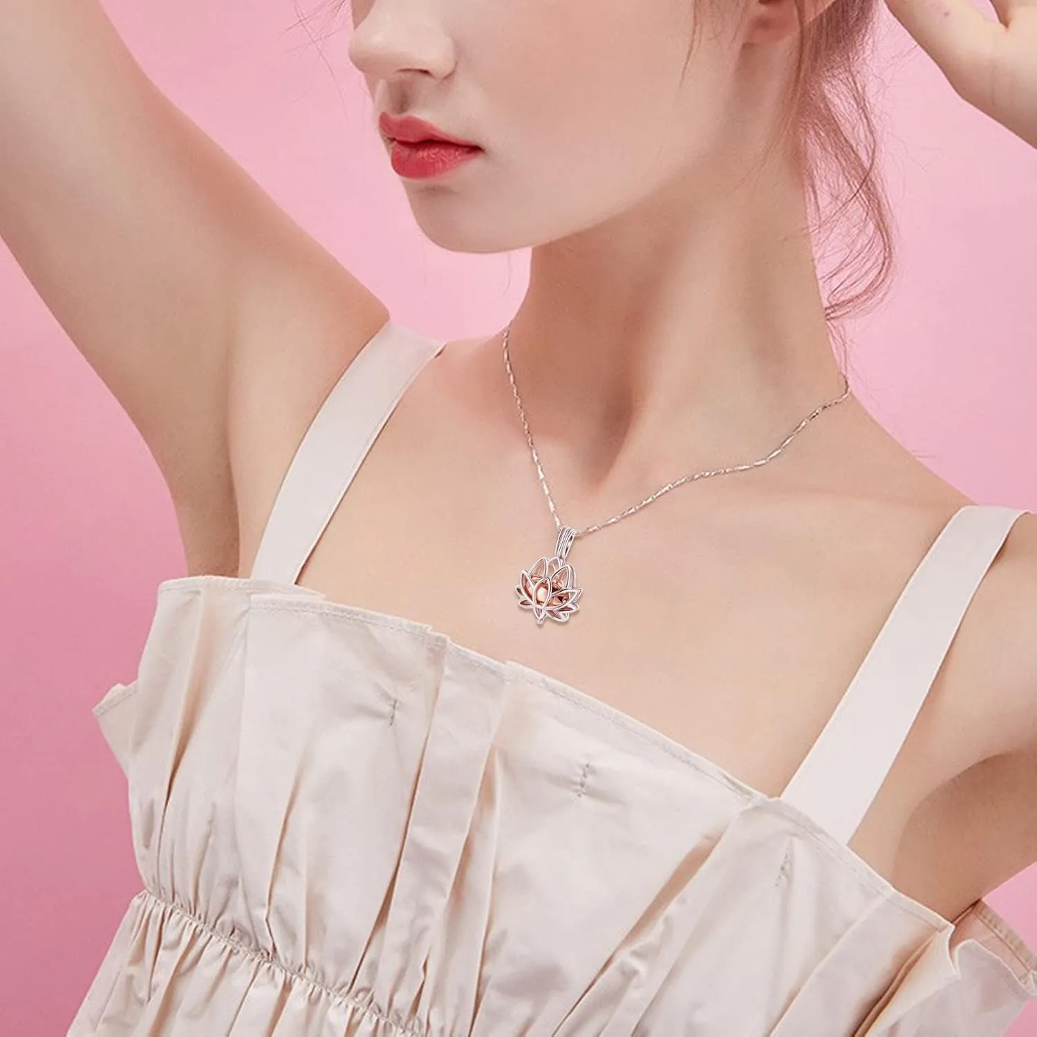 Imrsanl Cremation Jewelry for Ashes - Lotus Flower Ashes Pendant Necklace with Mini Keepsake Urn Memorial Ash Jewelry