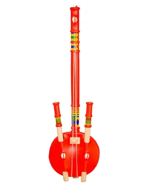 In Ghana Authentic Calabash Gourd Red Kologo Wooden Traditional Miniature Guitar Toy Musical Instrument Decor Piece (M)
