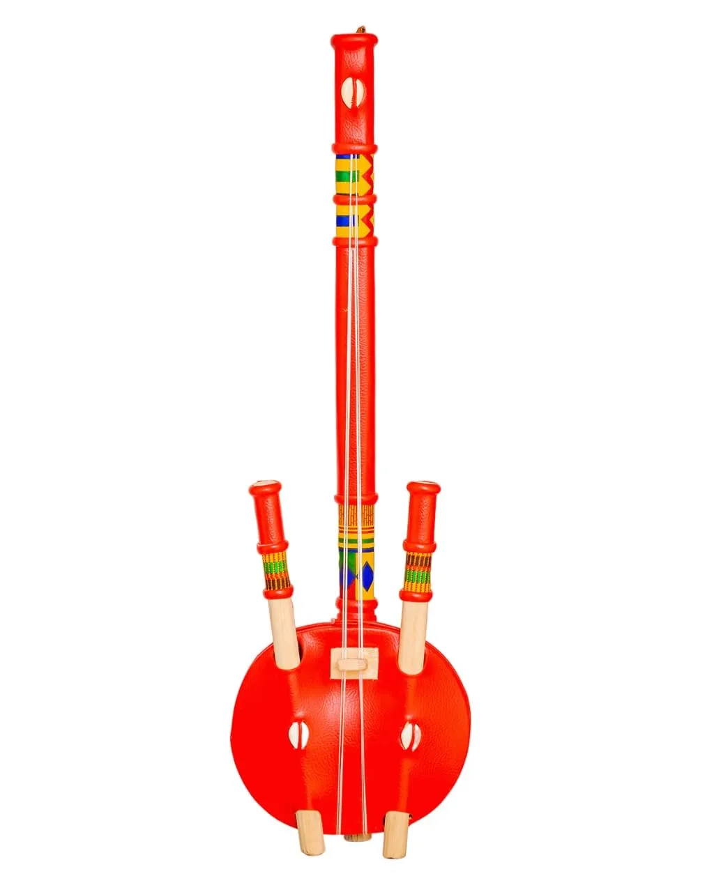 In Ghana Authentic Calabash Gourd Red Kologo Wooden Traditional Miniature Guitar Toy Musical Instrument Decor Piece (M)