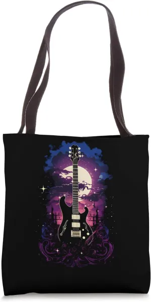 In the Glare of moon: Electric Guitar Fantasy Space Tote Bag