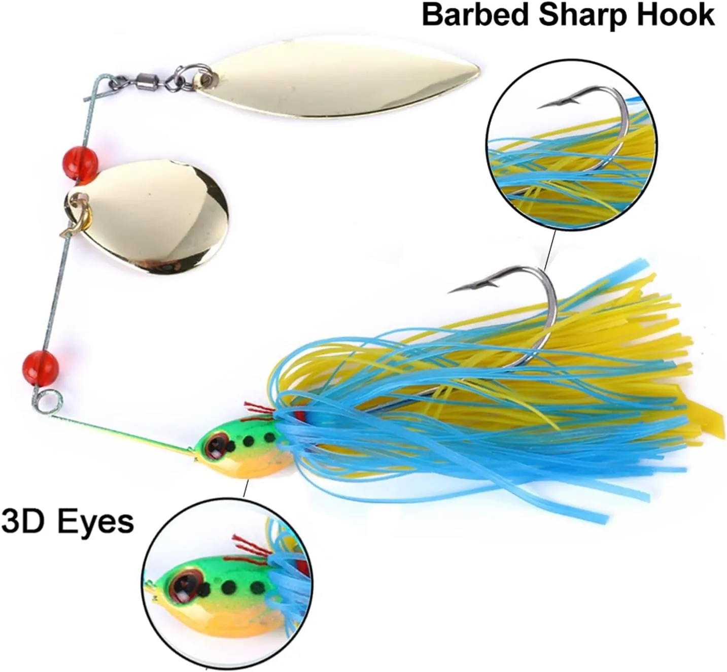 INEOUT 17G Buzzbait Metal Spoon Fishing Lure Spinner Bait Wobblers Artificial Lure Jig Head 3D Eye High Speed Willow Blades Fish Tackle