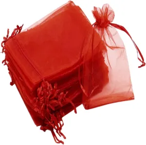 Ipetboom 7x9cm Gauze Drawstring Bag Favor Bag Jewelry Storage Pouch Portable Washable Soft Red for Wedding Present