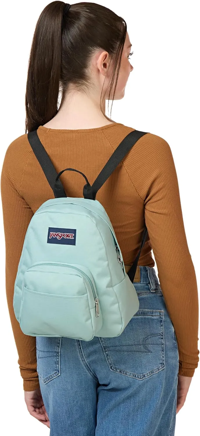 JanSport Half Pint Mini Backpack, 10.2 L - Durable Mini Bag Purse with Adjustable Shoulder Straps, Single Main Compartment, Zippered Stash Pocket, Faded Sage
