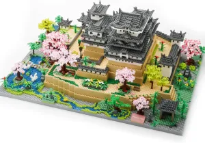 Japanese Micro Mini Building Blocks Sets for Adults Japan Himeji Castle with Cherry Blossoms Model Kit Architecture Landmarks Collection 10080 PCS, Collectible Toy Present