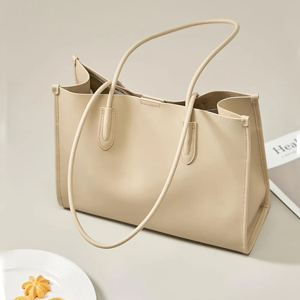 JIUFENG Genuine Leather Tote Bag for Women, Womens Casual Shoulder Bag Clutch Handbag for Shopping Work Travel