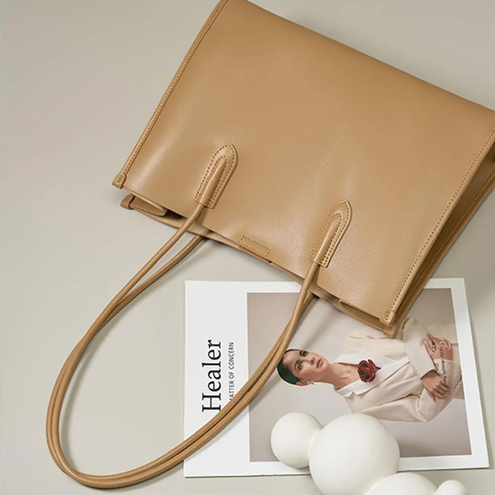 JIUFENG Genuine Leather Tote Bag for Women, Womens Casual Shoulder Bag Clutch Handbag for Shopping Work Travel