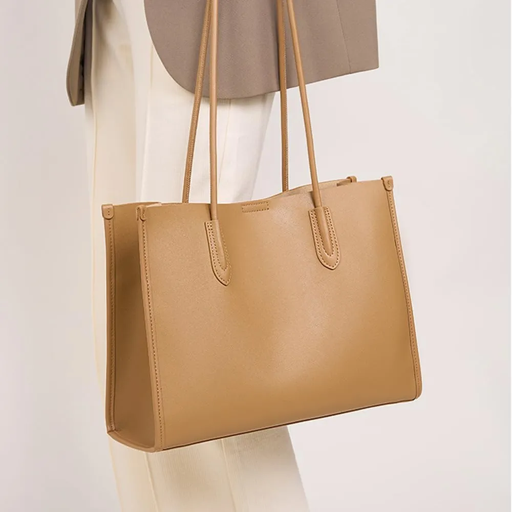 JIUFENG Genuine Leather Tote Bag for Women, Womens Casual Shoulder Bag Clutch Handbag for Shopping Work Travel