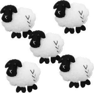 jojofuny 5Pcs DIY Wool Sheep Charms Felt Sheep Decorations for Keychains Bag Embellishments and Craft Projects Simple Installation with Needle Thread Glue