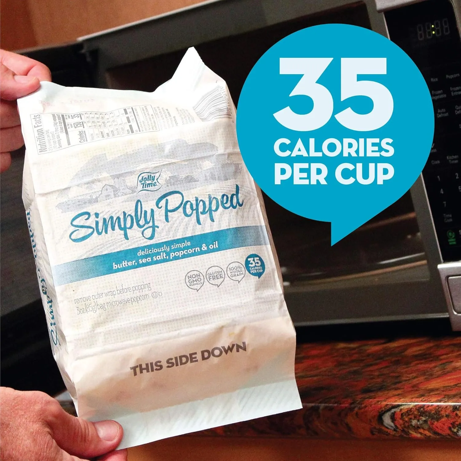 Jolly Time Simply Popped - Lightly Salted Microwave Popcorn, 3oz Sharing Bag, 3 Bags Per Carton (Simply Popped Butter, 3 Ounce (Pack of 12))