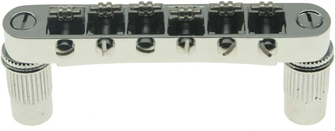 KAISH Chrome Guitar Roller Saddle Bridge Tune-O-Matic Bridge with Roller Saddles For Epi Les Paul,SG,Dot,Bigsby Guitar with M8 Threaded Posts