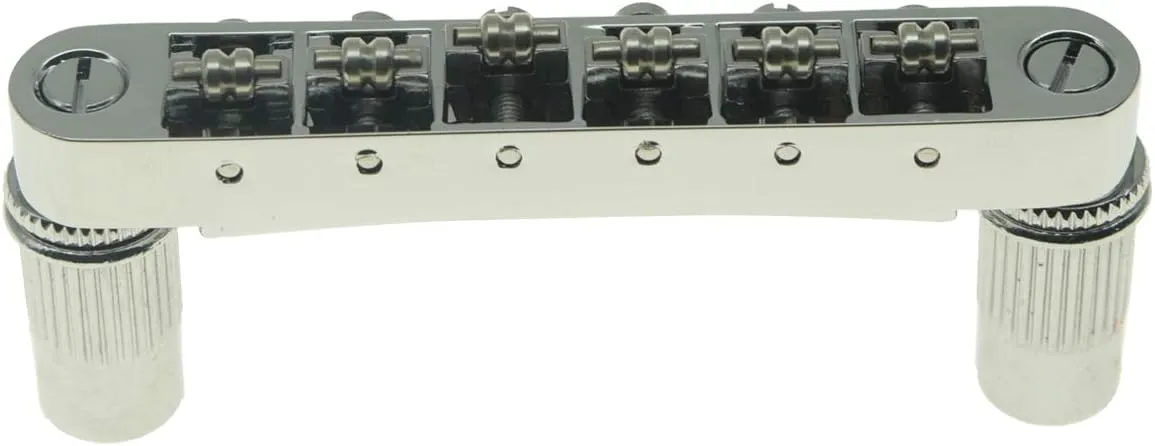 KAISH Chrome Guitar Roller Saddle Bridge Tune-O-Matic Bridge with Roller Saddles For Epi Les Paul,SG,Dot,Bigsby Guitar with M8 Threaded Posts