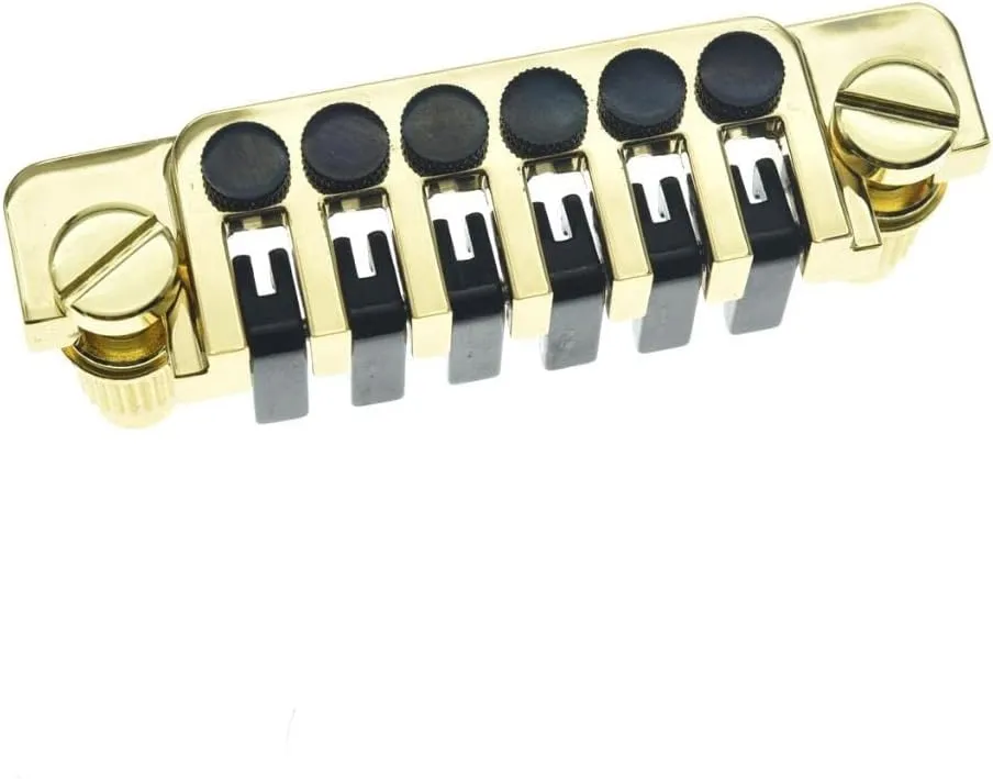 KAISH Electric Guitar TP-6 Style LP Bridge Stop Bar Vintage 70's Bridge Tailpiece with Fine Tuners/Studs for LP Les Paul/SG/ES Electric Guitars Gold