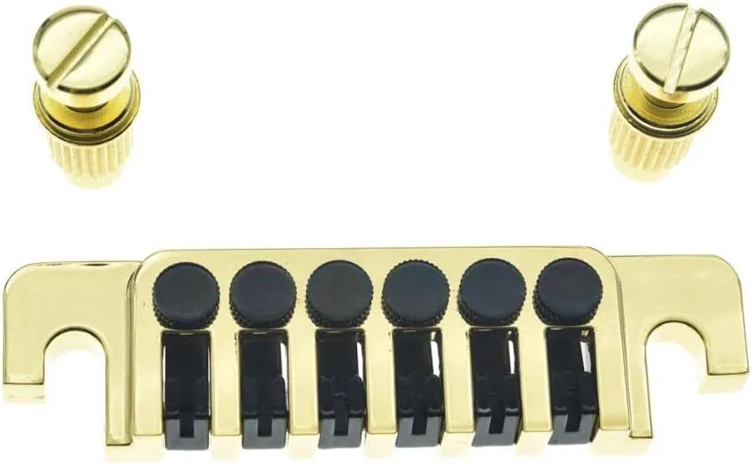 KAISH Electric Guitar TP-6 Style LP Bridge Stop Bar Vintage 70's Bridge Tailpiece with Fine Tuners/Studs for LP Les Paul/SG/ES Electric Guitars Gold