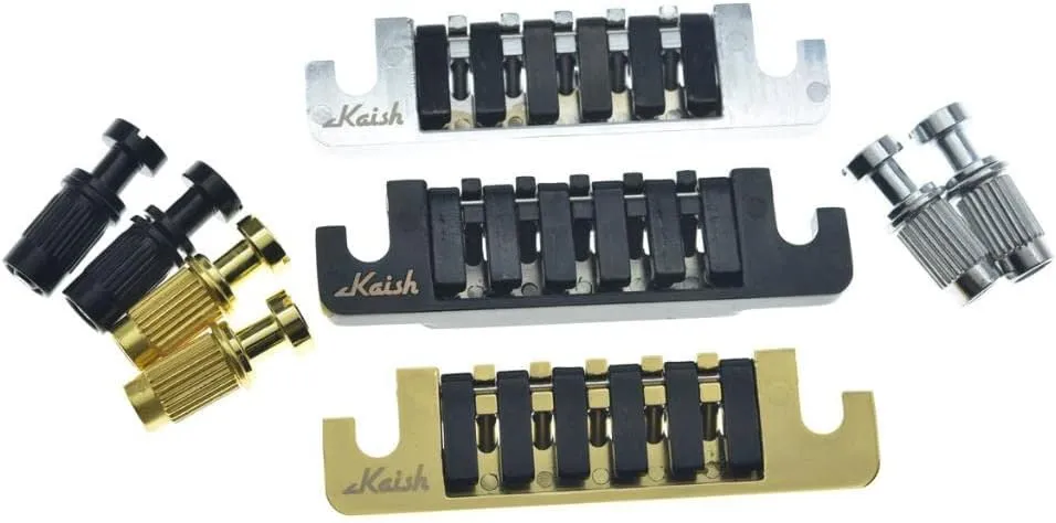 KAISH Electric Guitar TP-6 Style LP Bridge Stop Bar Vintage 70's Bridge Tailpiece with Fine Tuners/Studs for LP Les Paul/SG/ES Electric Guitars Gold