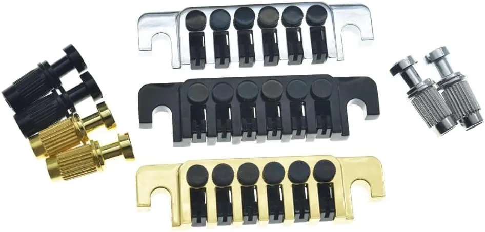 KAISH Electric Guitar TP-6 Style LP Bridge Stop Bar Vintage 70's Bridge Tailpiece with Fine Tuners/Studs for LP Les Paul/SG/ES Electric Guitars Gold