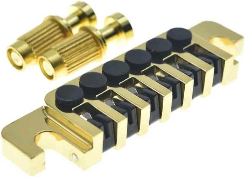 KAISH Electric Guitar TP-6 Style LP Bridge Stop Bar Vintage 70's Bridge Tailpiece with Fine Tuners/Studs for LP Les Paul/SG/ES Electric Guitars Gold