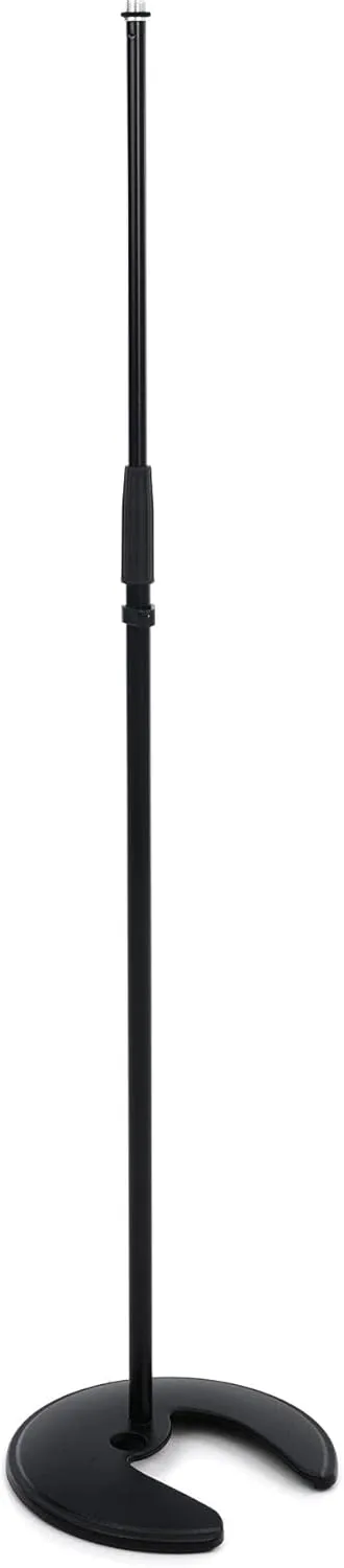 K&M König & Meyer 26045.500.55 Stackable Microphone Stand | Flat Round Notched Stable Base | Adjustable Height Clutch | Stack Up To 5 Stands | Space-Saving Storage | Pro Grade | German Made | Black