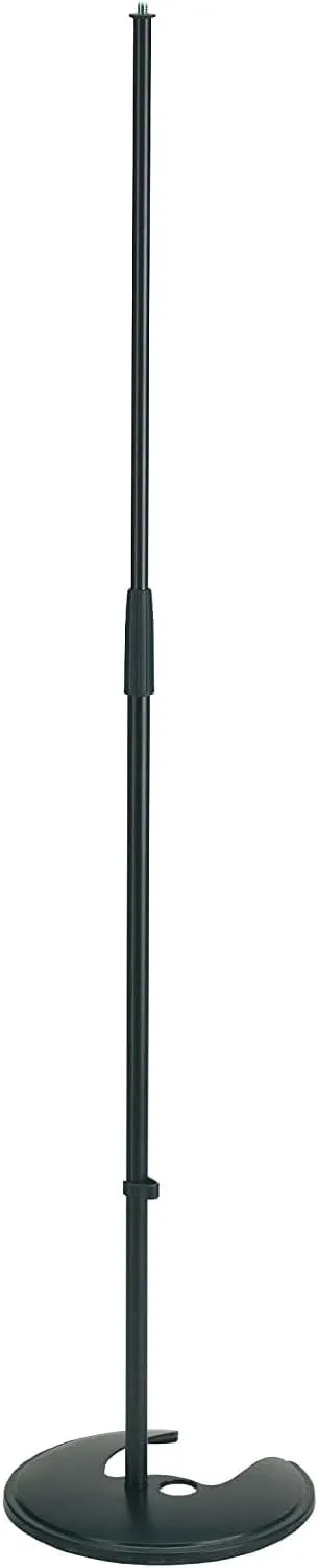 K&M König & Meyer 26045.500.55 Stackable Microphone Stand | Flat Round Notched Stable Base | Adjustable Height Clutch | Stack Up To 5 Stands | Space-Saving Storage | Pro Grade | German Made | Black