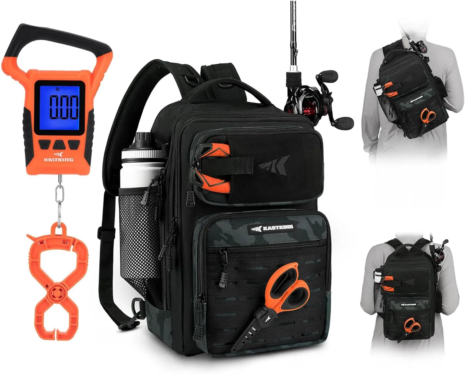 KastKing BlowBak Tactical Fishing Sling Tackle Storage Bag-Black,Large & WideView Floating Waterproof Fishing Digital Scale