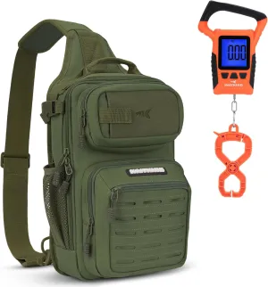 KastKing BlowBak Tactical Fishing Sling Tackle Storage Bag-Green,Standard & WideView Floating Waterproof Fishing Digital Scale