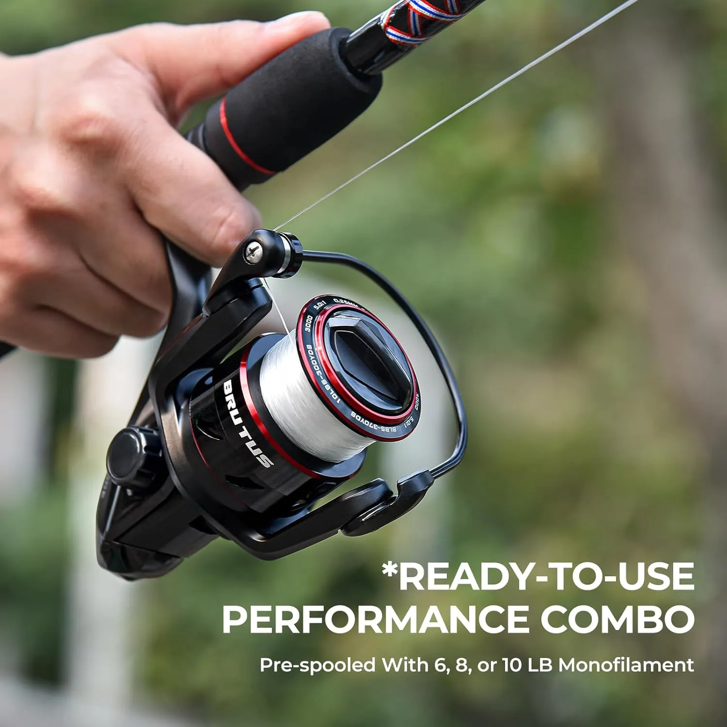 KastKing Brutus Spinning & SpinCast Combo, Fishing Rod and Reel Combo, Custom Tackle Kit, Pre-Spooled Line, Brute Tuff Blank, Stainless Steel Guide, EVA Handles, Custom Graphite Reel Seat