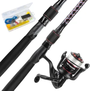 KastKing Brutus Spinning & SpinCast Combo, Fishing Rod and Reel Combo, Custom Tackle Kit, Pre-Spooled Line, Brute Tuff Blank, Stainless Steel Guide, EVA Handles, Custom Graphite Reel Seat