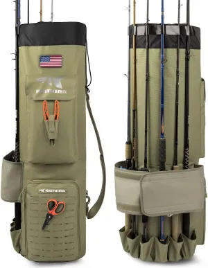 KastKing Karryall Fishing Rod Bag, 81L Large Storage Water-Resistant Case, Holds 6 Rods & Reels, Foldable, Accommodates Gear and Equipment, Gifts for Men, Khaki