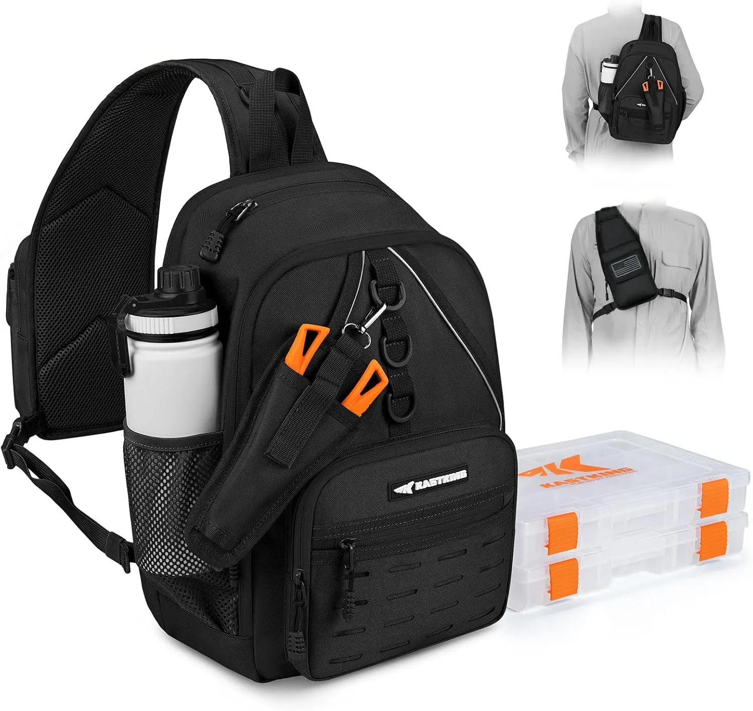 KastKing Karryall Fishing Sling Tackle Bag with 2 Tackle Trays, Tactical Fishing Tackle Storage Bag, Fishing Gear Storage