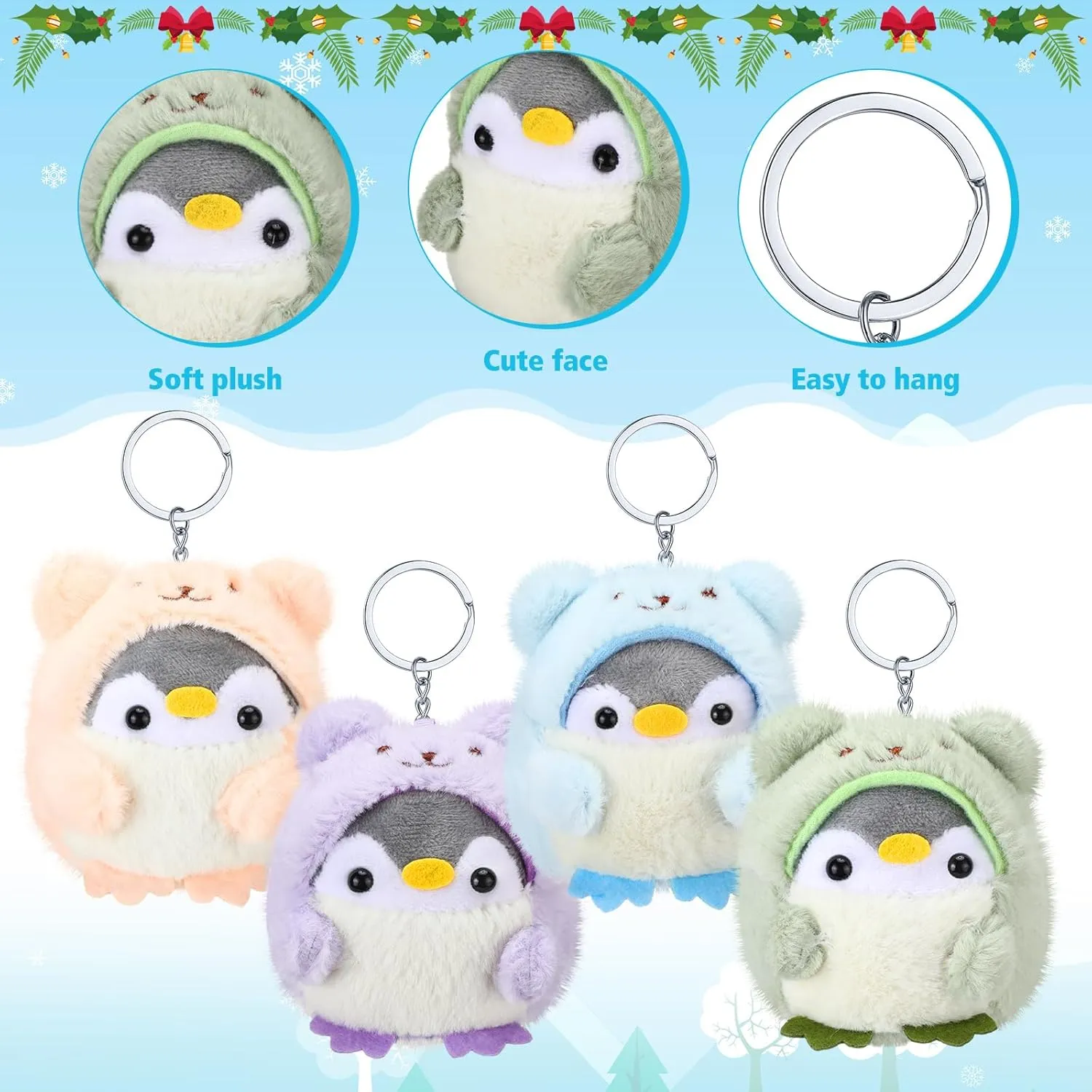 Kasyat 12 Pieces Mini Plush Penguin Stuffed Toys Animal, Cute Small Baby Penguin Stuffed Doll Keyholder Bag Pendant Birthday Party Favor Present for Mother's Day Boys Girls Gifts(Fresh Style)